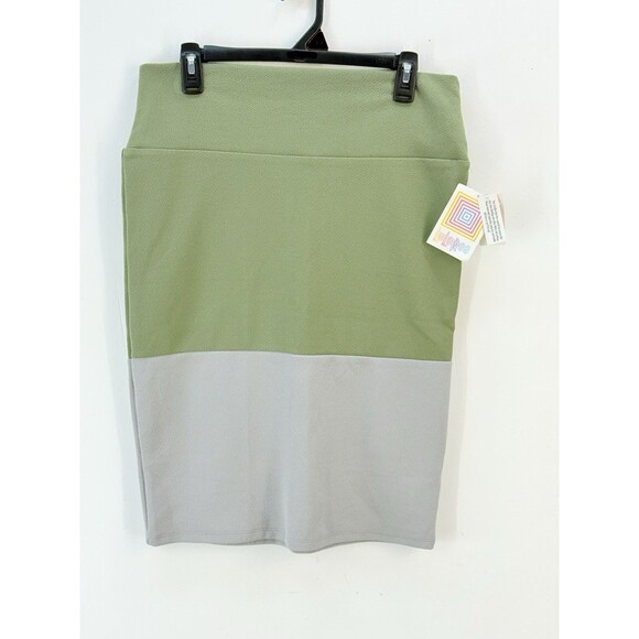 NWT LulaRoe Cassie Skirt Size L Gray Green Pencil Straight Skirt - Picture 8 of 8